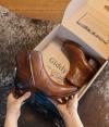 Womens brown zip boots in Tecovas box