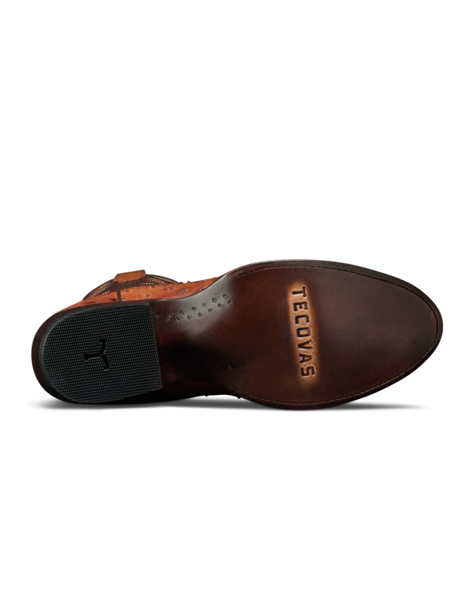 Sole view of The Wyatt II - Pecan Ostrich on plain background