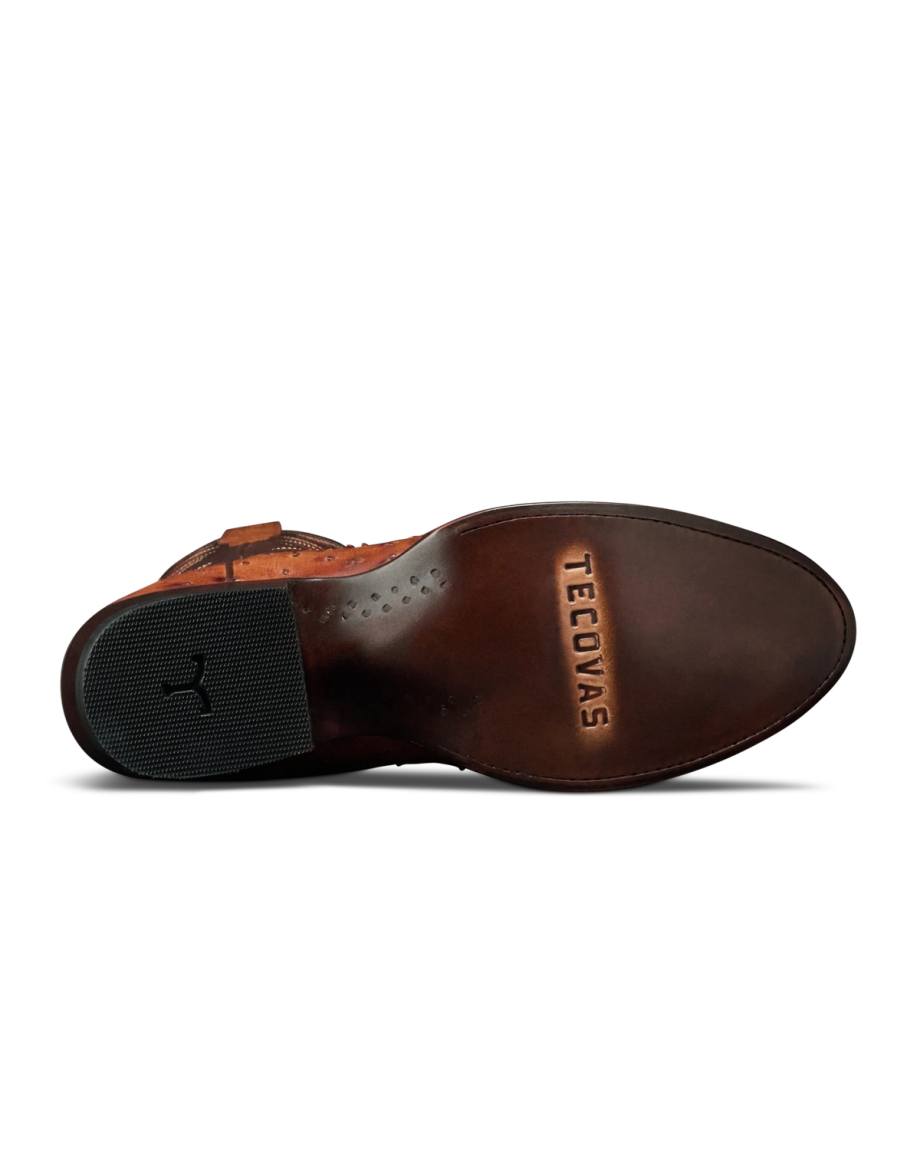 Sole view of The Wyatt II - Pecan Ostrich on plain background