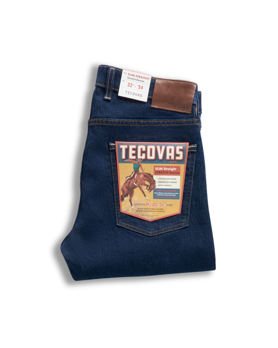 View of Men's Slim Straight Stretch Denim - Dark Indigo