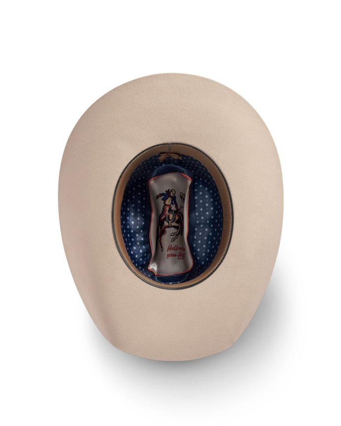 Inside view of Cattleman Wool Cowboy Hat - Khaki on plain background