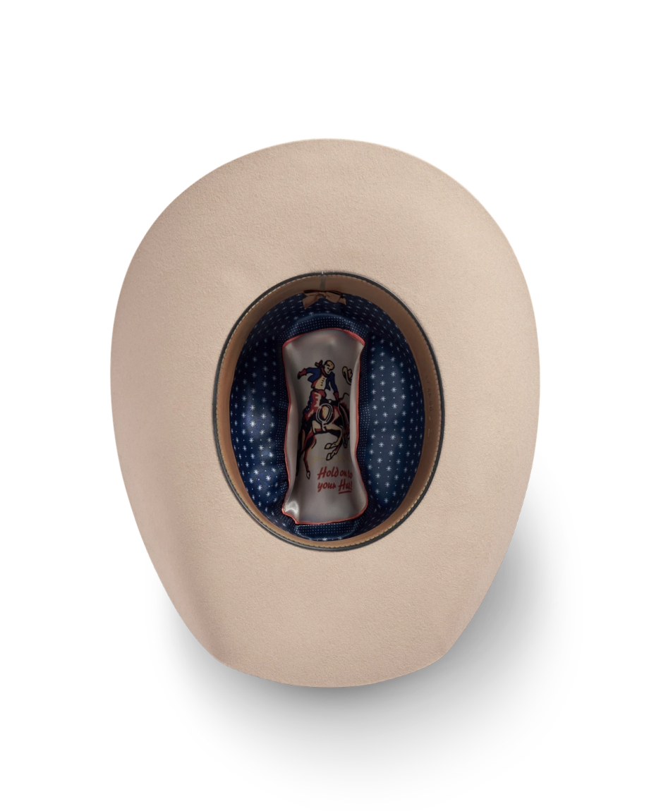 Inside view of Cattleman Wool Cowboy Hat - Khaki on plain background