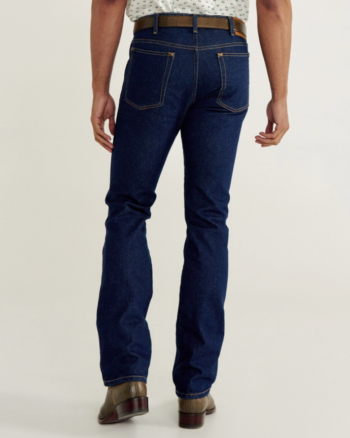 Back view of Men's Rugged Standard Jeans (II) - Dark on model