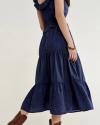 Back view of Women’s Bandana Midi Skirt - Navy on model