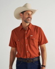 Closeup detail view of Men's Performance Western Pearl Snap SS - Orange Rust