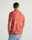 Back view of Men's Lakeside Camp Shirt - Terracotta/Multi on model
