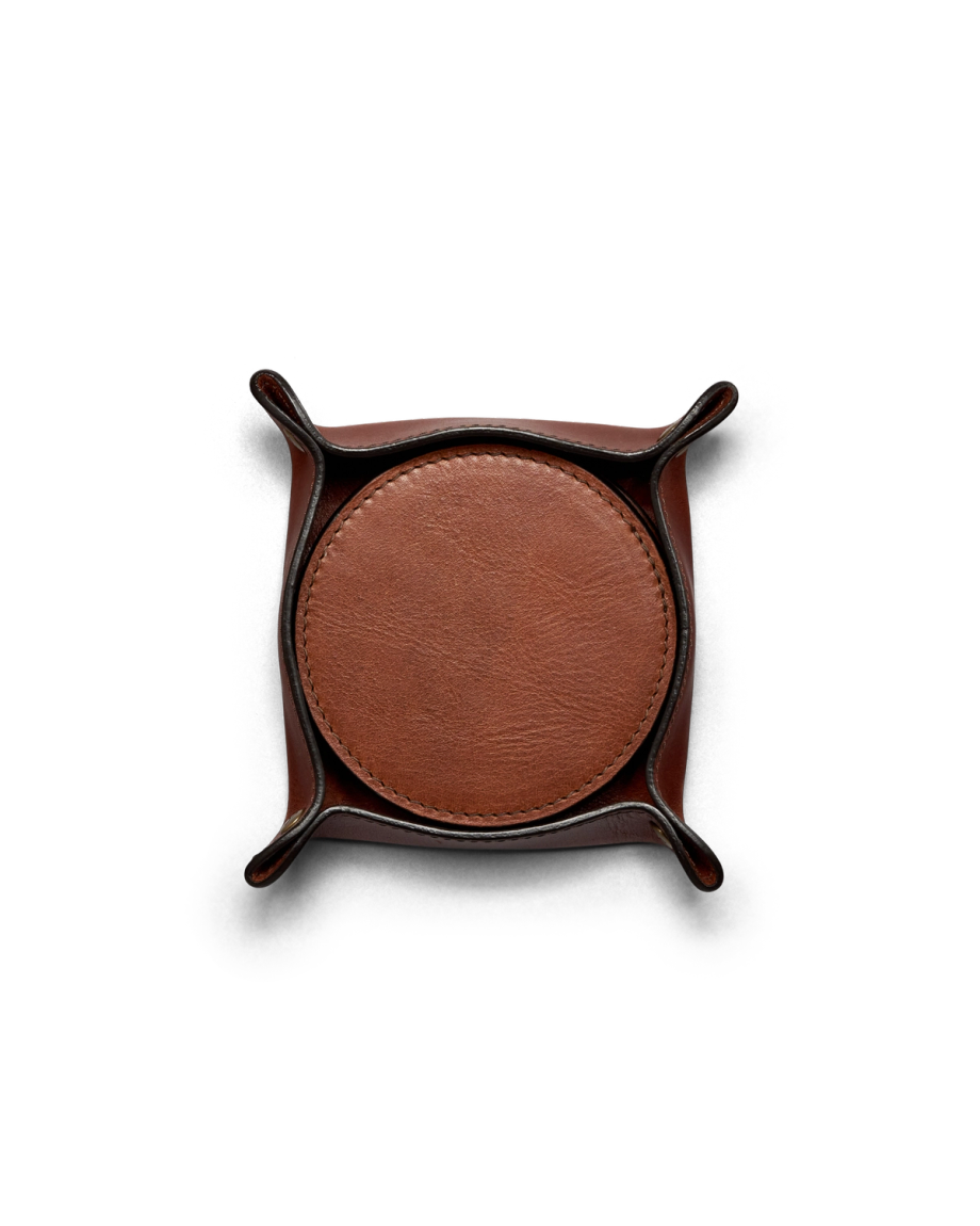 Top view of Bartlett Coaster 4 Pack - Cognac on plain background