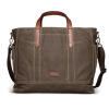 Back view of Waxed Canvas Commuter Tote / Moss - Moss on plain background