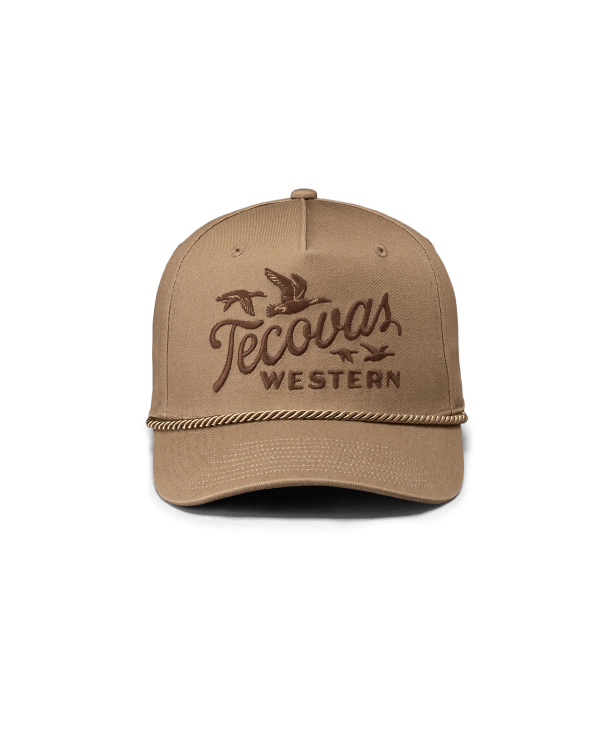 Front view of Tecovas Western Hat - Moss Brown on plain background