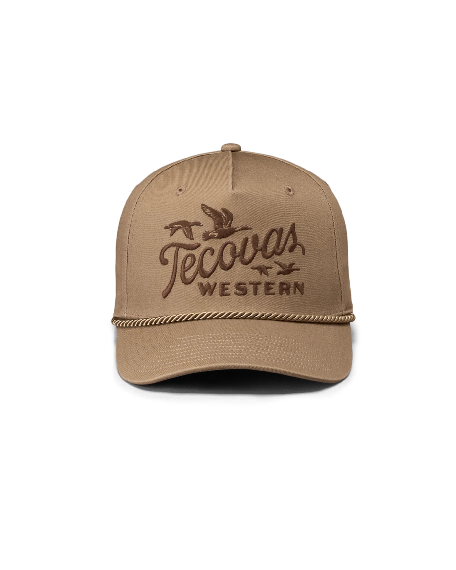 Front view of Tecovas Western Hat - Moss Brown on plain background