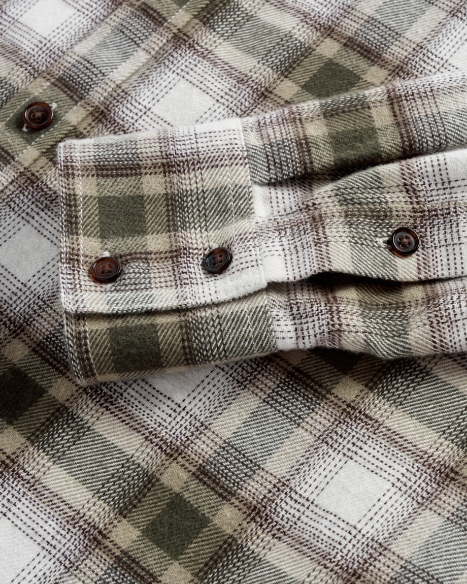 Closeup view of Men's Everyday Flannel LS - Whisper White / Cactus