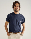 Closeup detail view of Men's USA Pocket Tee - Navy / White
