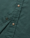Closeup detail view of Men's Flying-T Foundation Weight Short Sleeve Pearl Snap - Dusty Olive