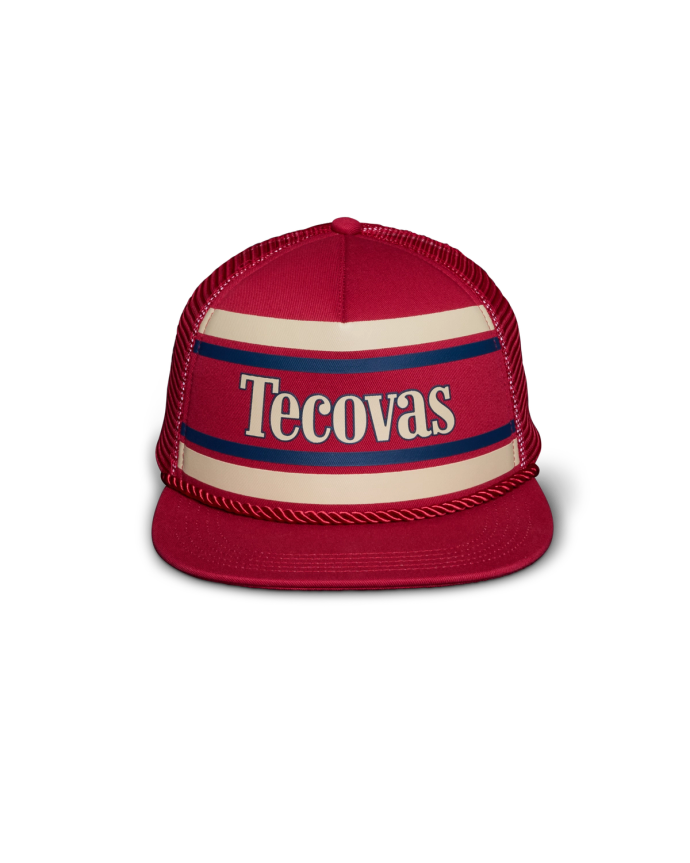 Retro 5-Panel High Pro Flat Brim Trucker - Red on plain background