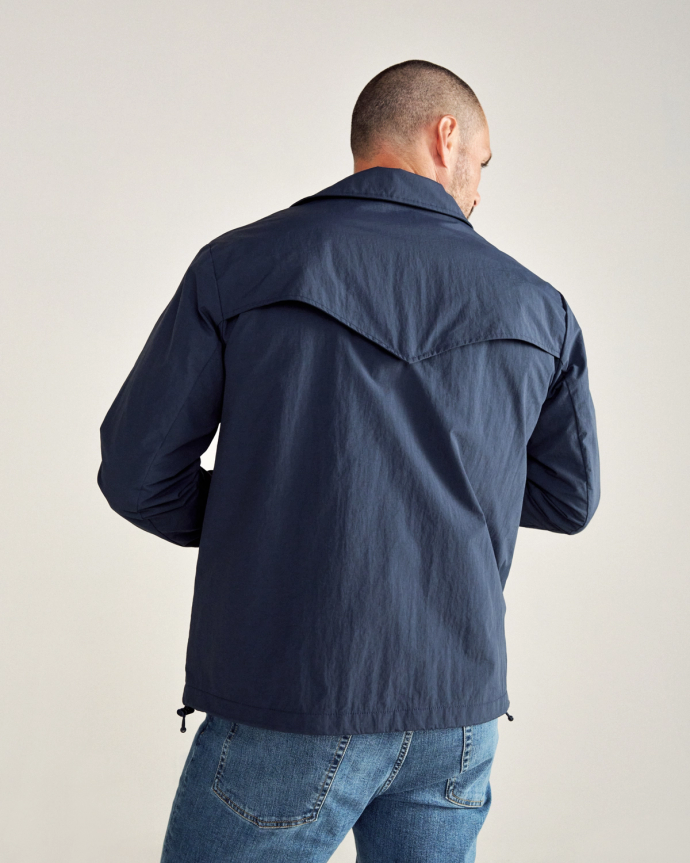 Back view of Men's Coaches Jacket - Navy on model