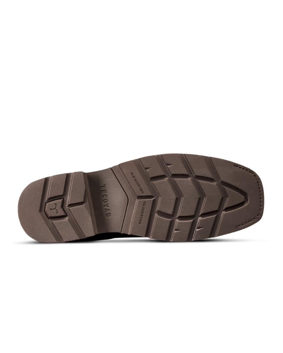 Toe view of LongHaul Waterproof Square Composite Toe Work Boot - Rust Cowhide on plain background