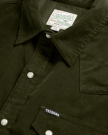 Closeup detail view of Men's Texas Weight Corduroy Pearl Snap LS - Pine