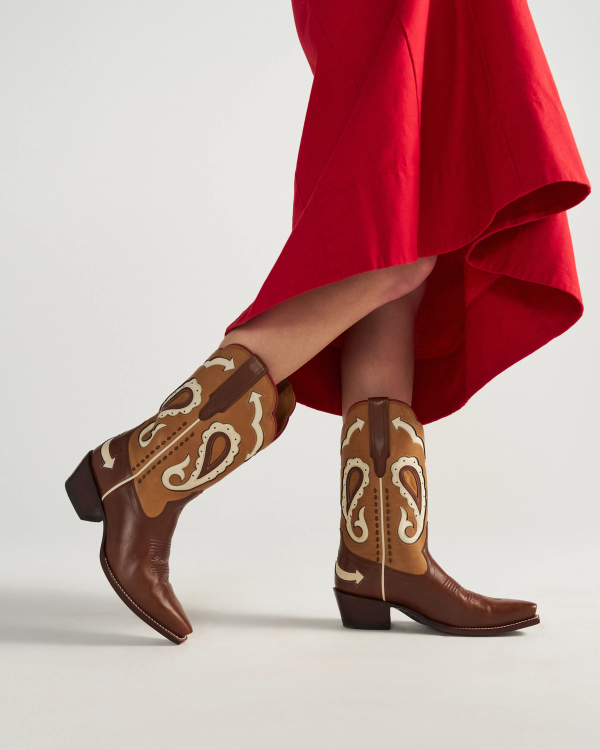 View of The Sadie Vintage - Brown Multi Cowhide