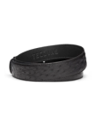 Back view of Men's Ostrich Belt II - Midnight on plain background