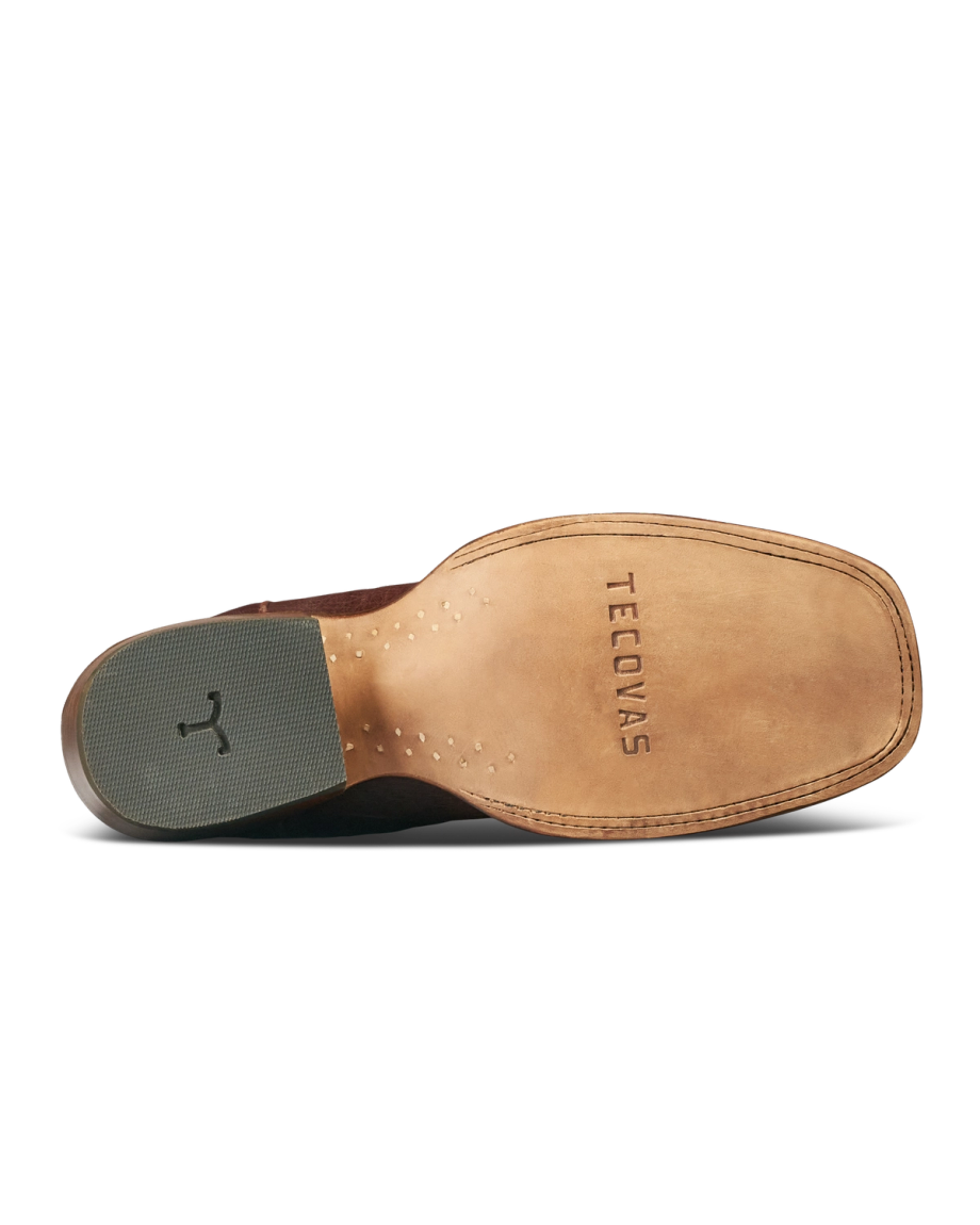 Sole view of The Cody - Mahogany Smooth Ostrich on plain background