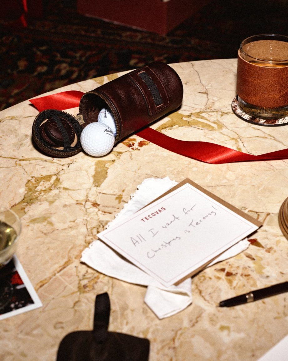 View of Leather Golfball & Tee Holder - Dark Chocolate