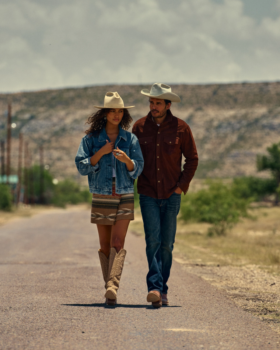 View of Men's Suede Overshirt - Brown