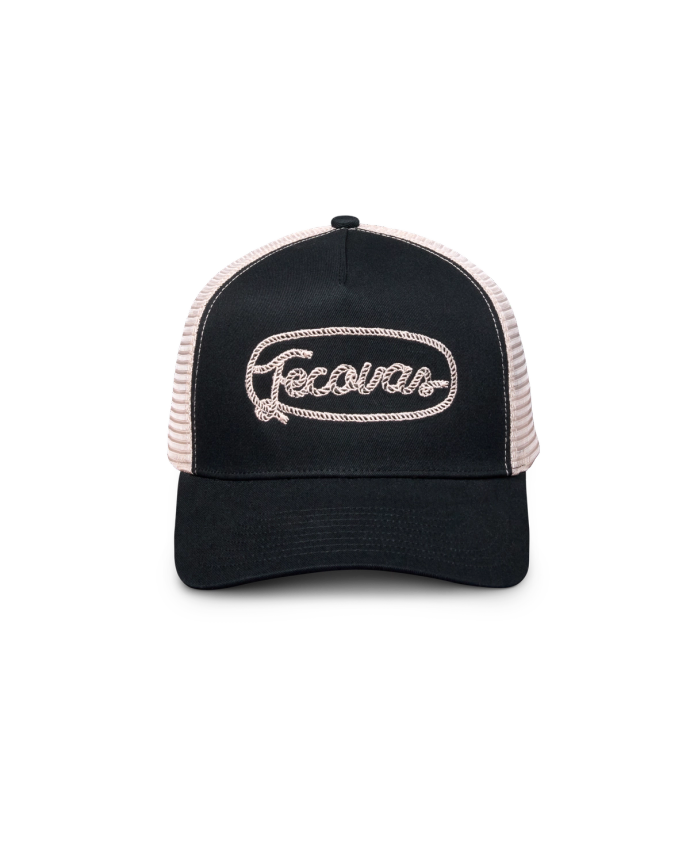 Front view of Tecovas Rope Trucker - Cream / Black on plain background