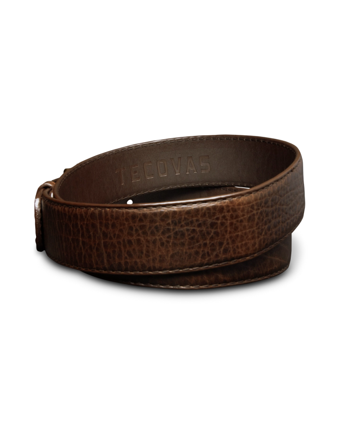 Back view of Men's Bison Belt II - Hickory on plain background