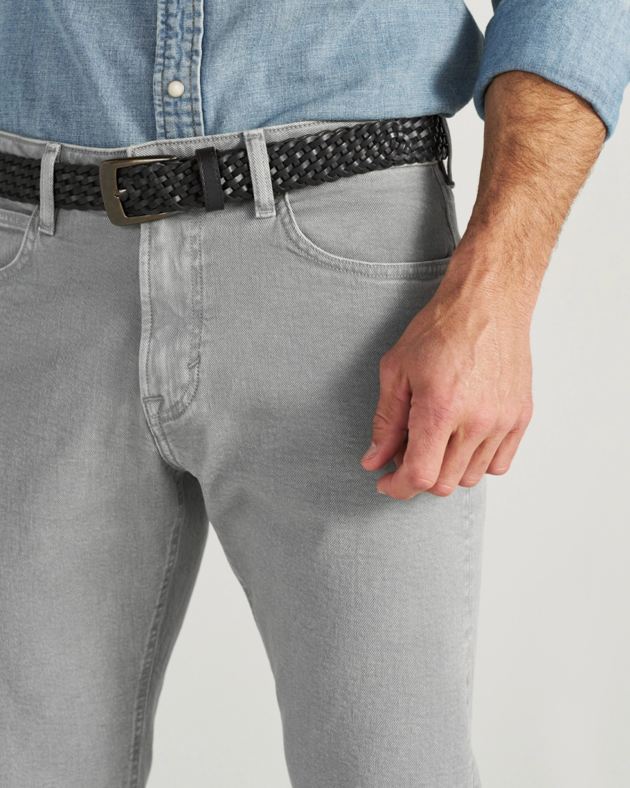 Closeup detail view of Men's Slim Straight Stretch Twill - Light Gray