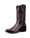Quarterfront view of The Cartwright - Black Cherry Cowhide on plain background