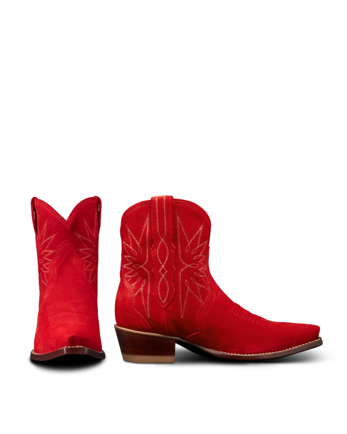 Pair view of The Lynn - Barn Red Suede on plain background