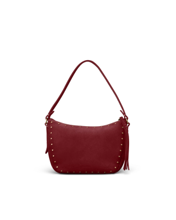Front view of Slouchy Shoulder Bag - Cabernet on plain background