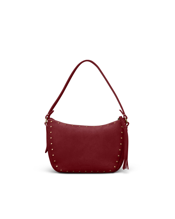 Front view of Slouchy Shoulder Bag - Cabernet on plain background