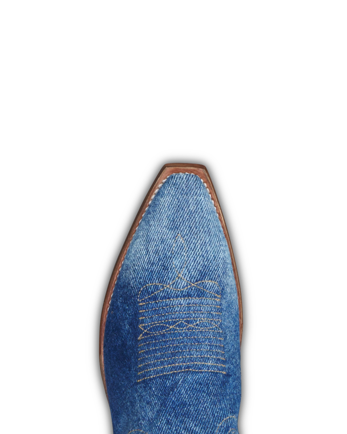 Toe view of The Sadie - Denim on plain background