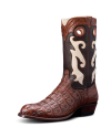 Quarterfront view of Men's Birthday Boot IX - Dark Cognac / Bone on plain background