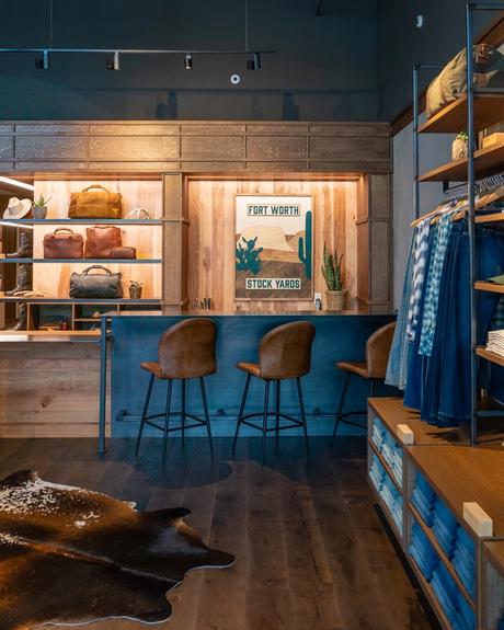 Image of the inside of the Main Street Tecovas Store bar and apparel