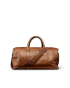 Front view of Lightweight Leather Duffle - Heritage Tan on plain background