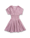 Front view of Women's Mini V-Neck Ruched Dobby Dress - Lavender on plain background