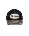 Profile view of Genuine Tecovas Patch 6 Panel Mid Profile Hat - Black/Camo on plain background