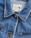 Closeup detail view of Women's Denim Chore Jacket - Medium Wash