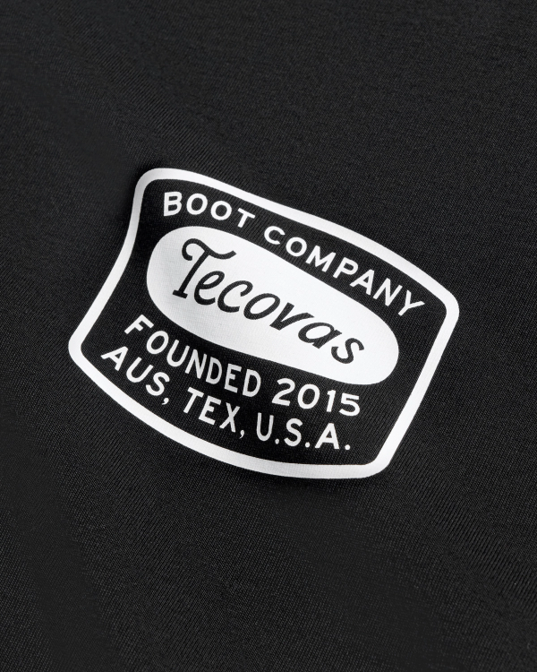 Closeup detail view of Men's Boot Company Tee - Black / Bone
