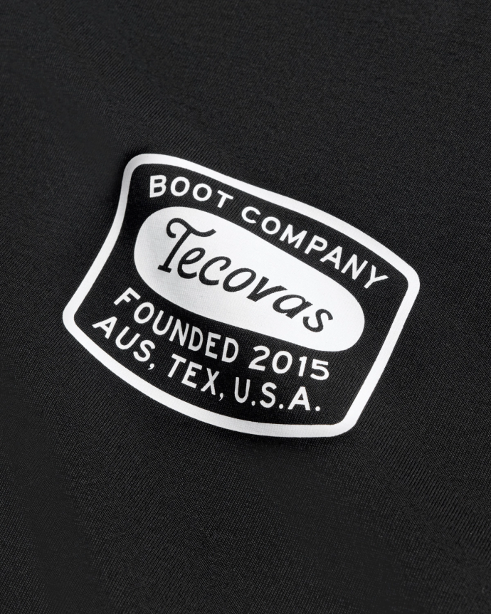 Closeup detail view of Men's Boot Company Tee - Black / Bone