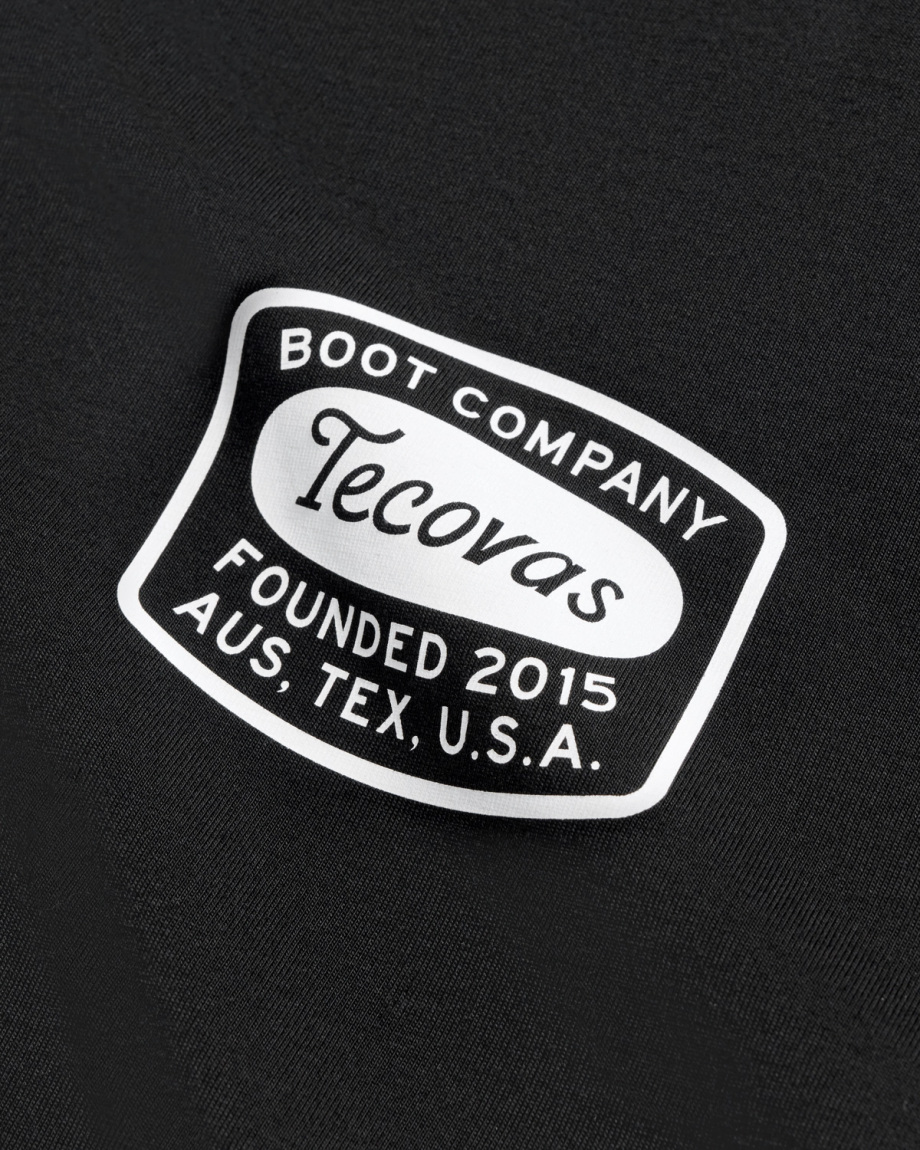 Closeup detail view of Men's Boot Company Tee - Black / Bone