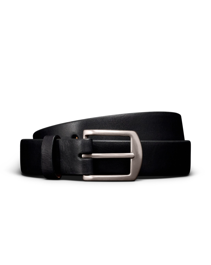 Unbuckled view of Men's Dress Belt - Midnight on plain background
