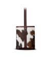 Front view of Wine Tote - Brown Multi on plain background