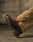 Toe view of LongHaul Waterproof Square Soft Toe Work Boot with Temp Control - Dark Chocolate/Clay Cowhide on plain background