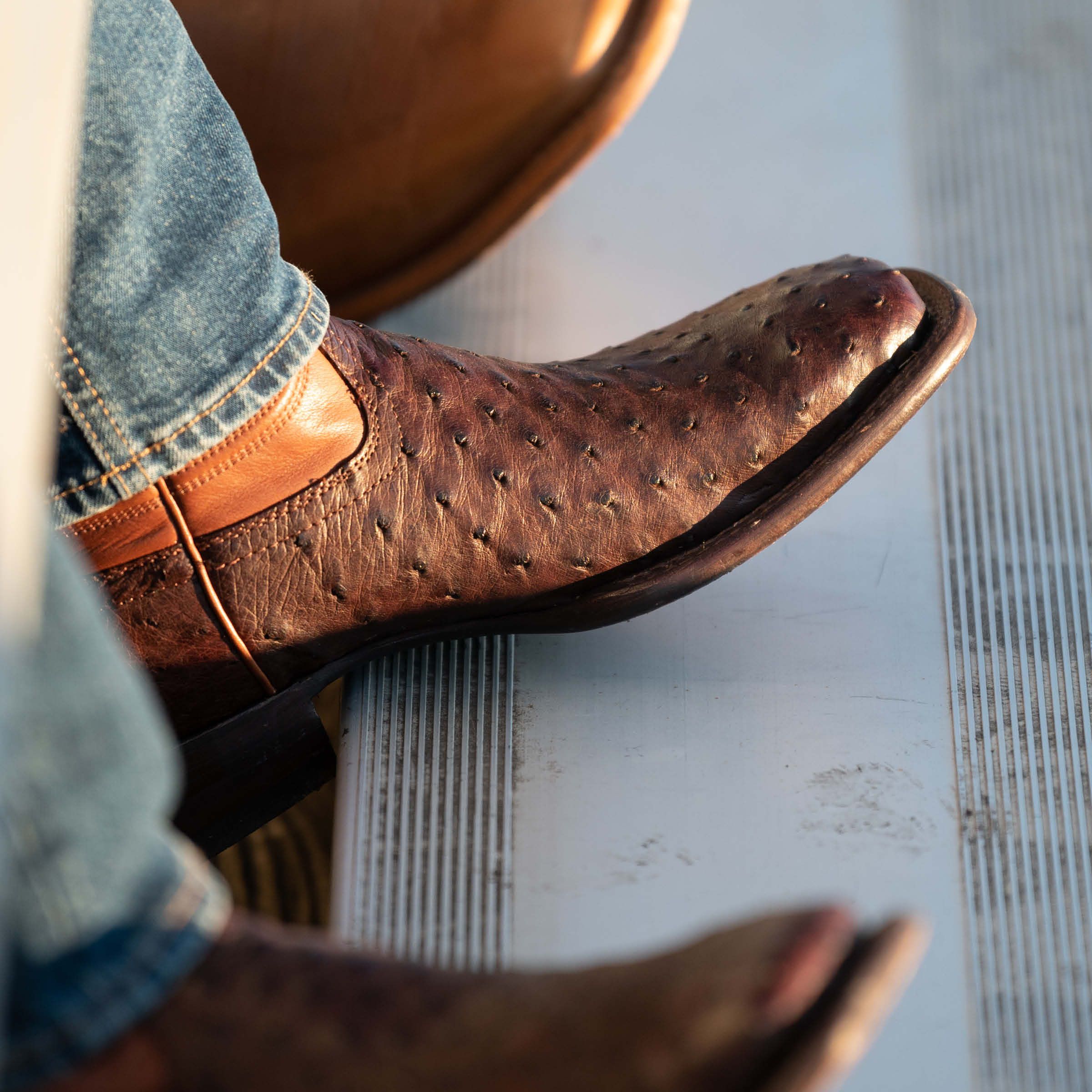 Men's Broad Square Toe Ostrich Boots | The Emmitt - Mahogany | Tecovas