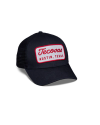 Quarterfront view of Mechanic 6-Panel Mid Pro Trucker - Black on plain background