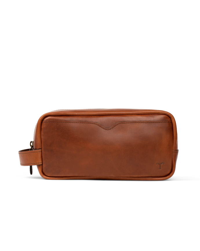 Front view of the Bartlett Travel Kit in Cognac