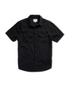 Closeup detail view of Men's Denim Pearl Snap SS - Black